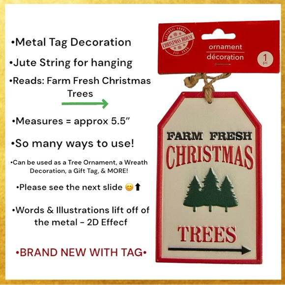 FARM FRESH CHRISTMAS TREE DECOR BUNDLE - 3 PIECES, ALL NEW WITH TAGS! - Picture 6 of 13